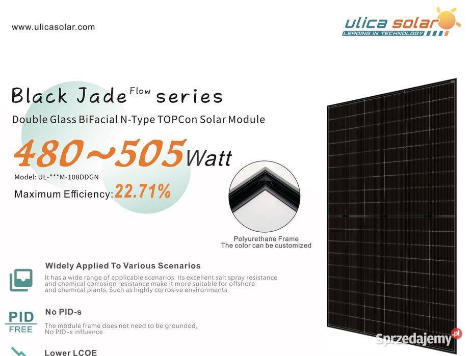 Panel PV Premium 500W Ulica Solar bifacial full małopolskie