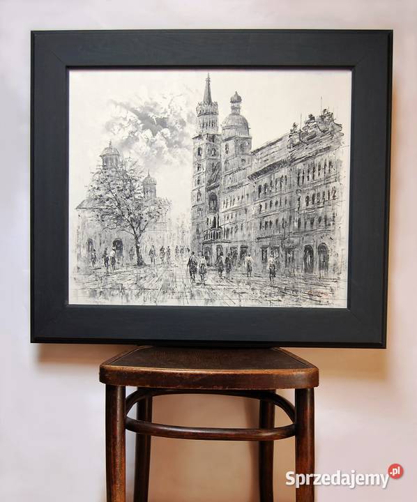 Pejzaż miejski obraz olejny na płótnie w Lublin sprzedam