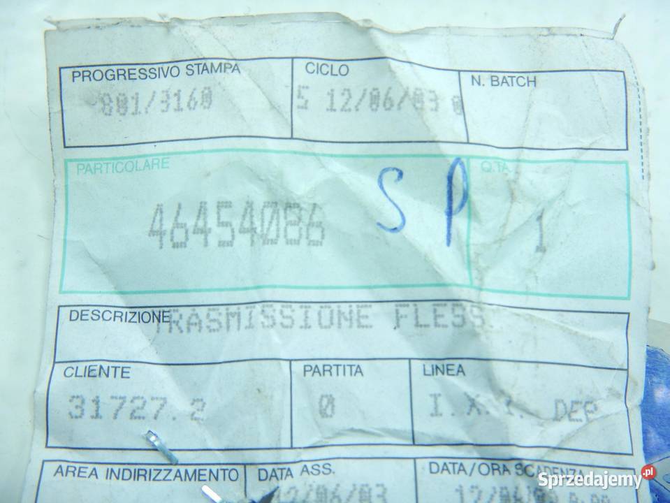 LINKA GAZU LANCIA Y 9500 ORYGINAŁ ASO