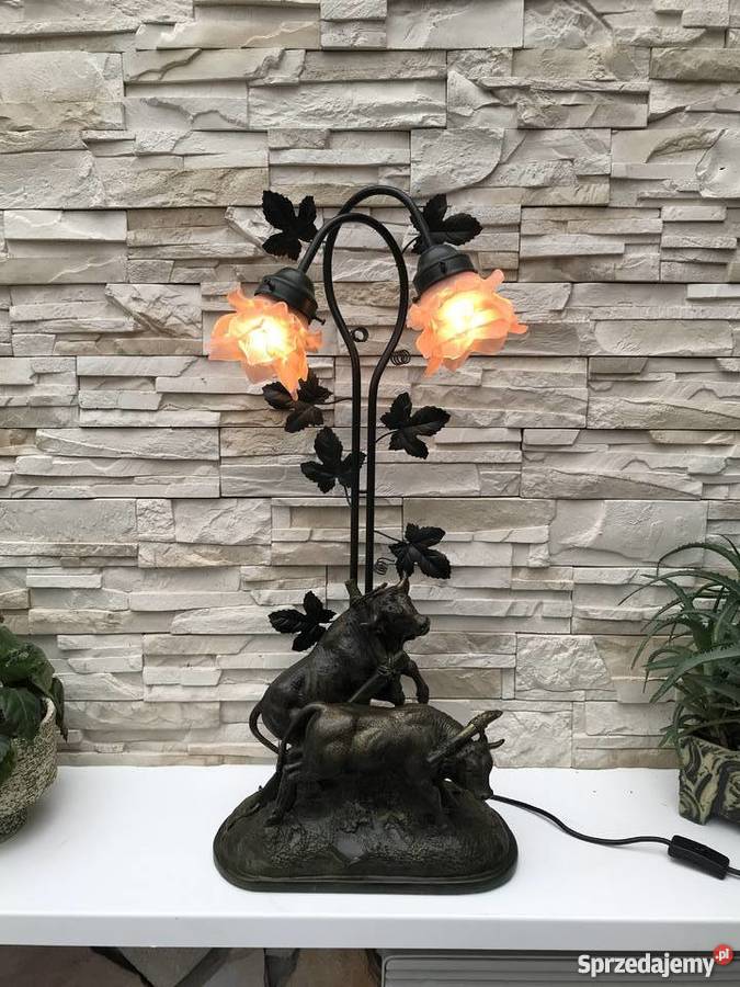 73 SYGNOWANA wielka rzeźba Lampa gabinetowa z Oświetlenie