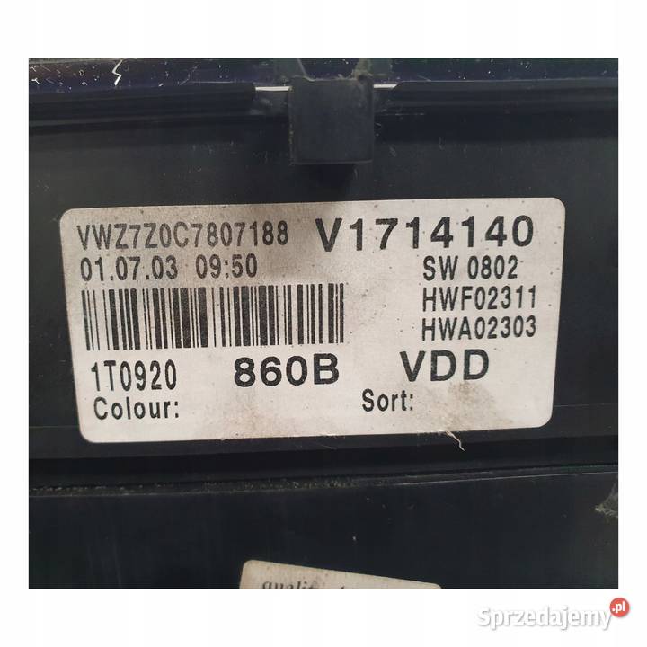 LICZNIK ZEGARY 1T0920860B VW Touran I 16 FSI sprzedam