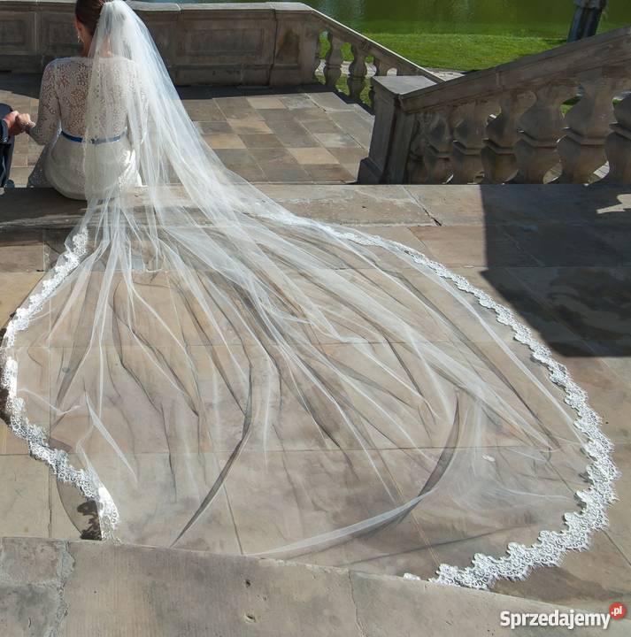 Długi hiszpański welon z koronką koderową 220 mazowieckie Szydłowiec