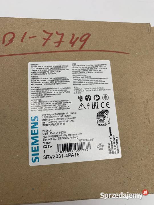 Siemens 3RV20314PA15 Wyłącznik silnika 2736A Warszawa sprzedam