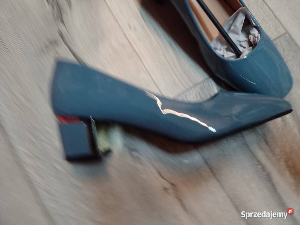 40 Niebieskie szare czółenka wieczorowe z