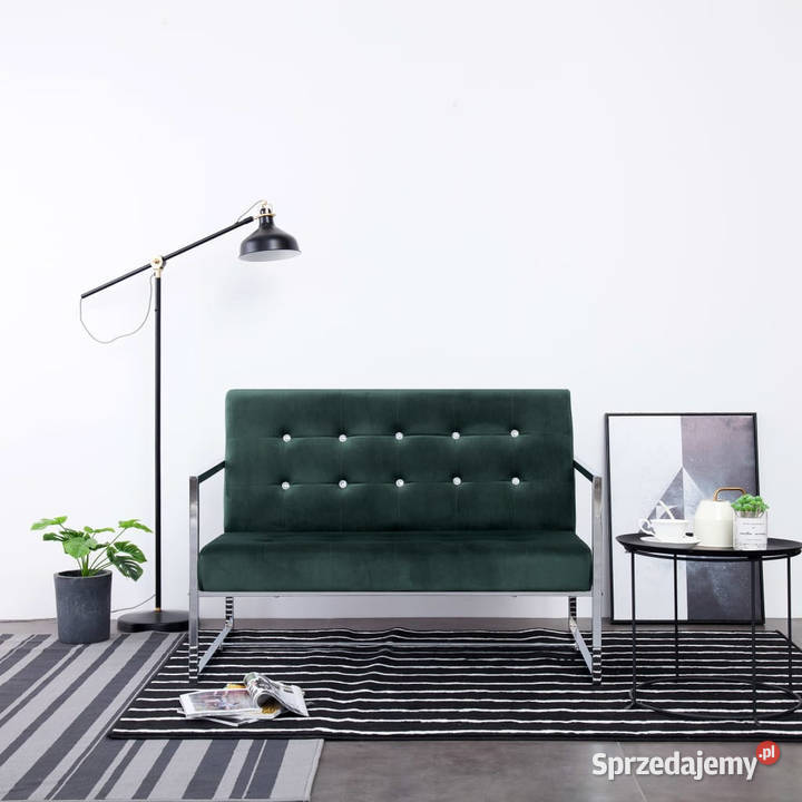 2osobowa sofa z podłokietnikami ciemnozielona Warszawa sprzedam