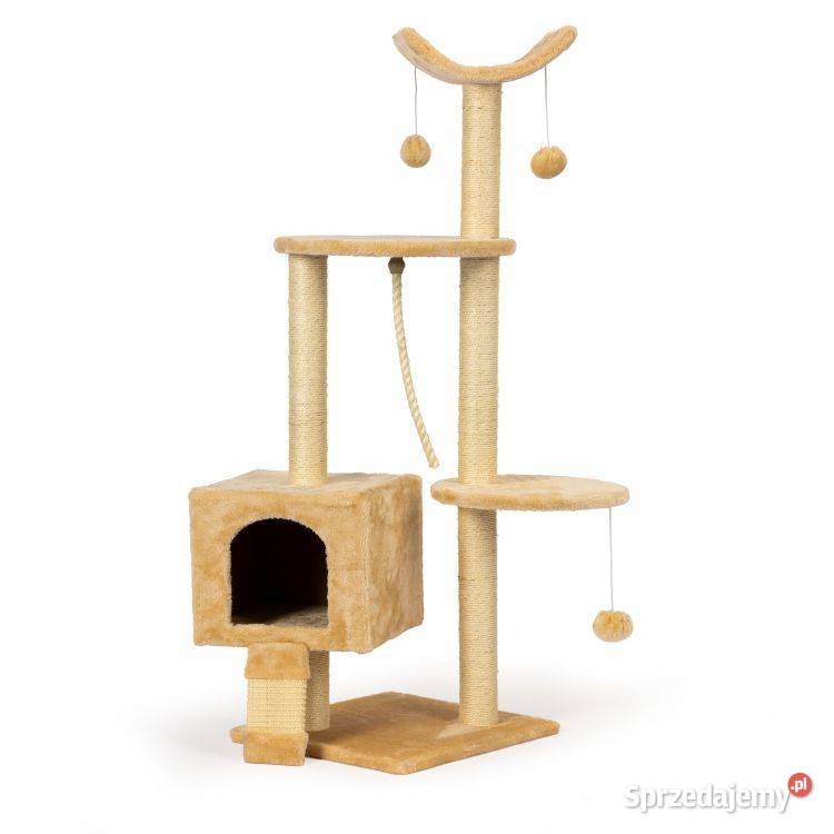 Drapak dla kota domek legowisko piętrowe wieża 120cm + zabaw