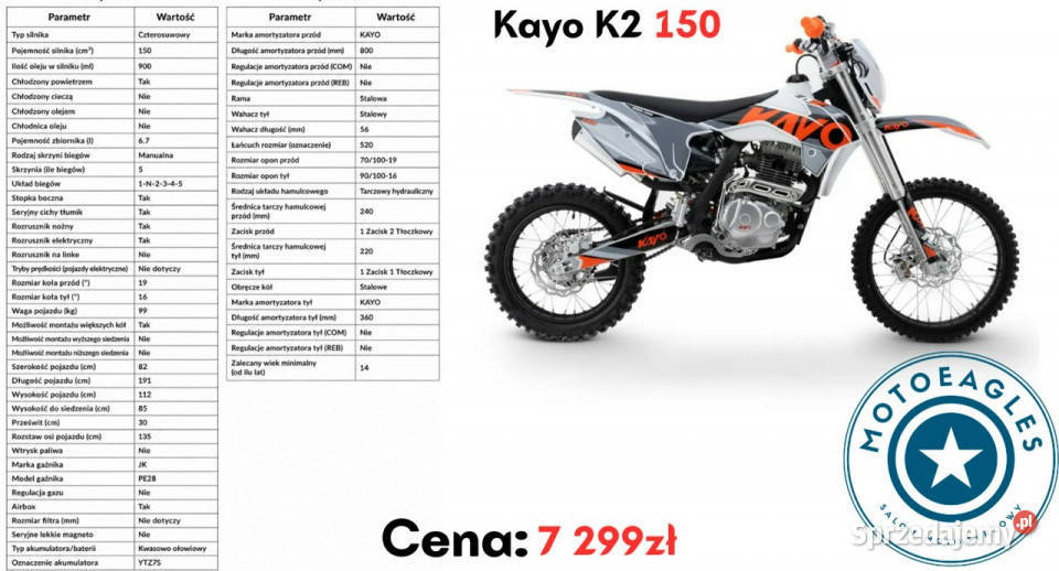 KAYO K2 Cross Kayo K2 150 Transport Raty Fvat łańcuch Stare Miasto