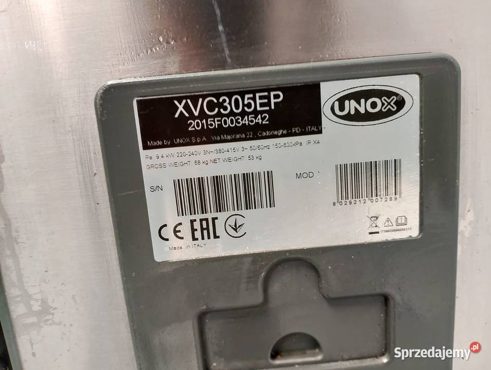 Piec konwekcyjnoparowy Unox XVC305ep 5x GN 11 z sprzedam