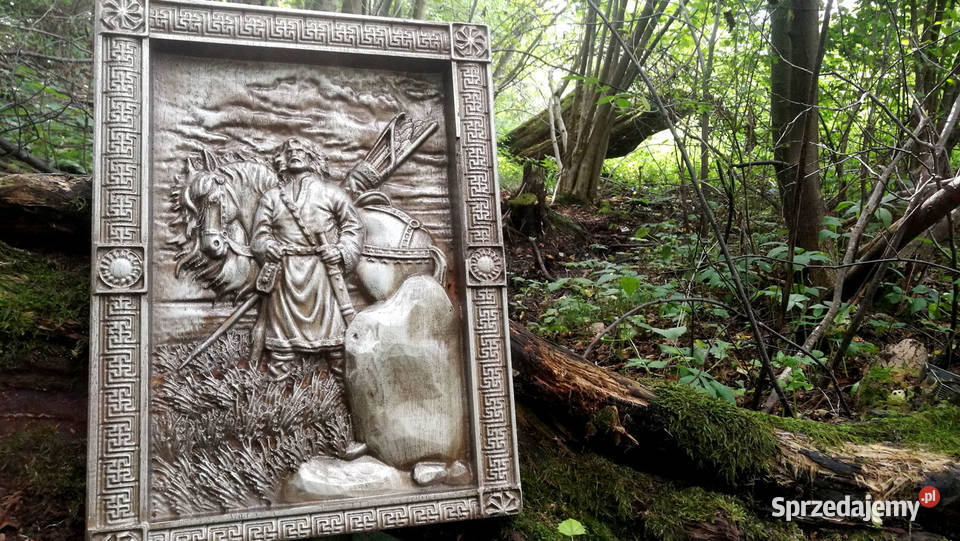 Wojownik z koniem Płaskorzeźba słowiańska Wersja podkarpackie Jasienica Rosielna sprzedam