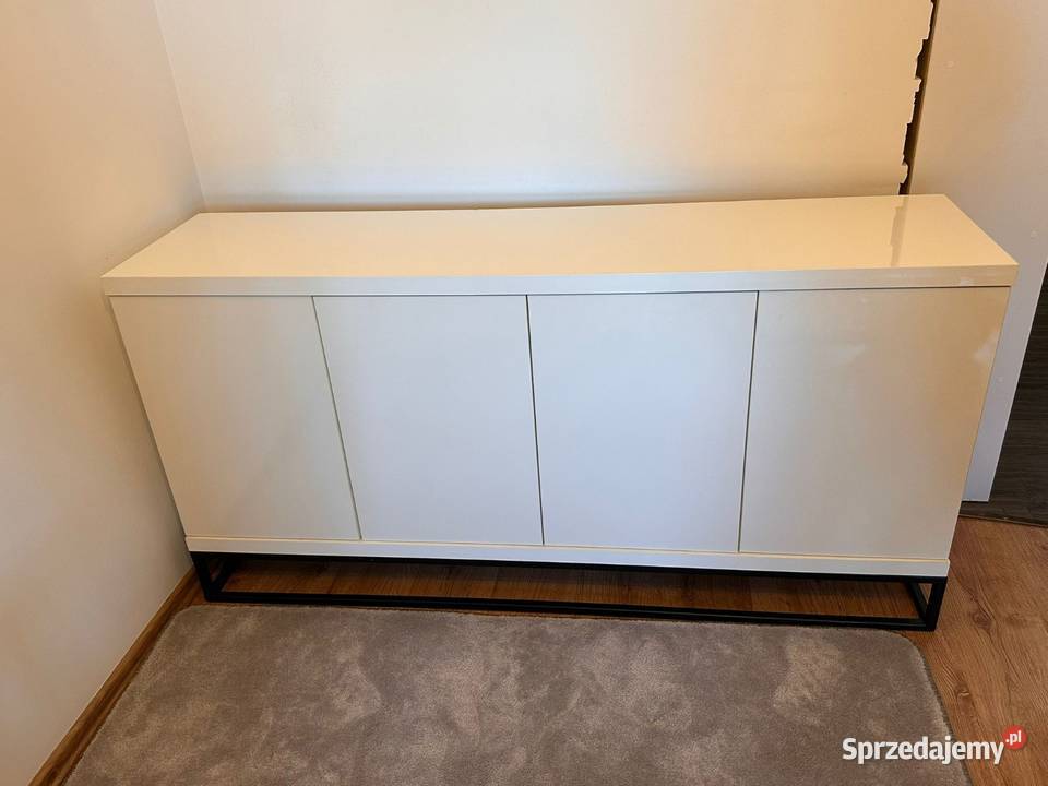 Komoda biały połysk 140x80x40 solidna na stelażu Łąck
