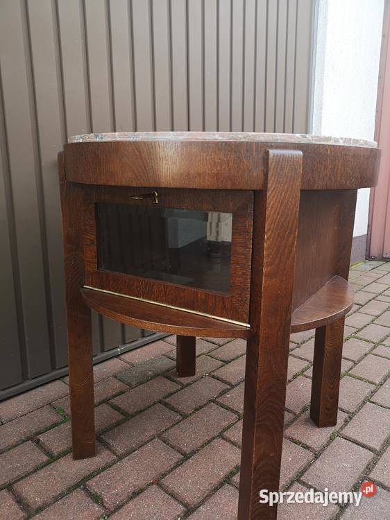 Stolik Barek Okrągły ARTDECO Dębowy Stary Antyk Swarzędz