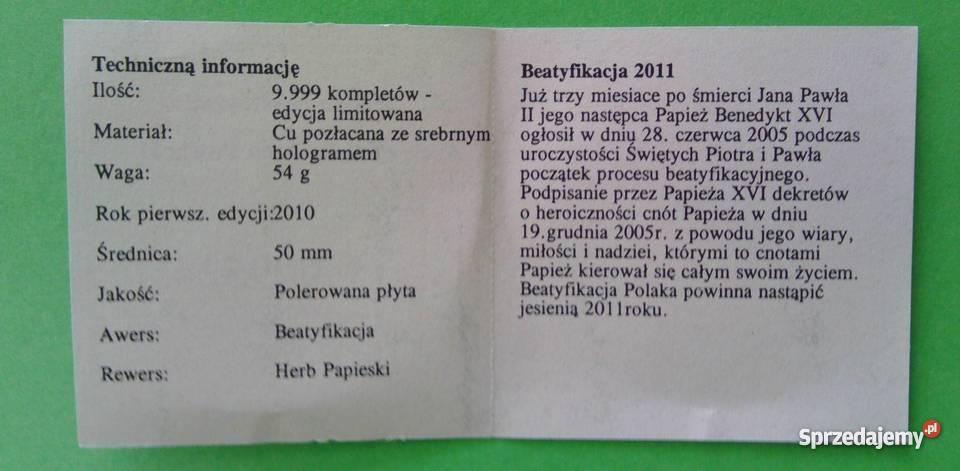 BEATYFIKACJA Papież Jan Paweł II Złoty Olbrzymi Sosnowiec
