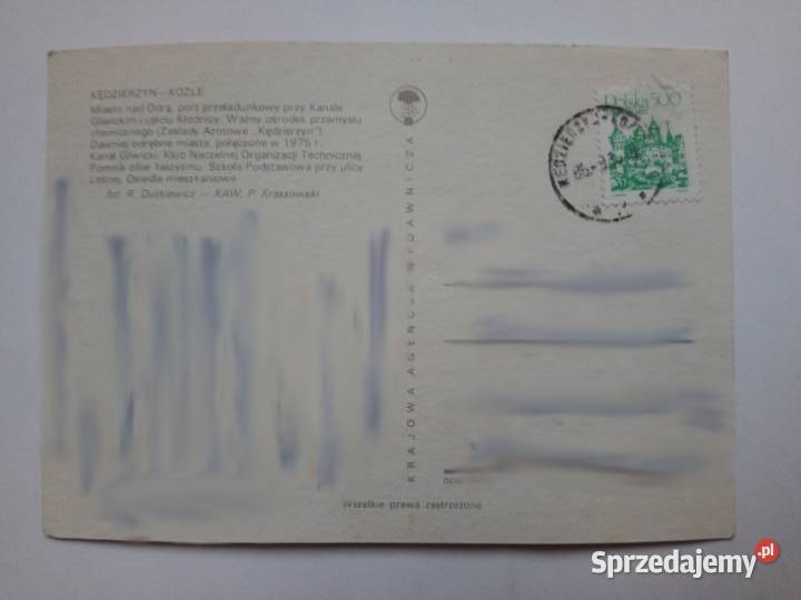 Pocztówka KędzierzynKoźle 1986r Znaczek Dąbrowa Górnicza