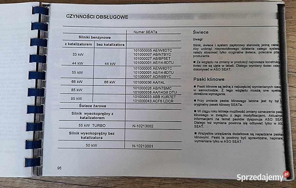 Instrukcja obsługi Seat Ibiza 1994 r Poradniki, albumy i reportaże Ostrów Wielkopolski
