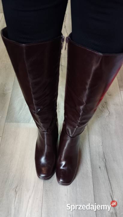 40 Brązowe kozaki wieczorowe na platformie NOWE brązowy/beżowy Kraków