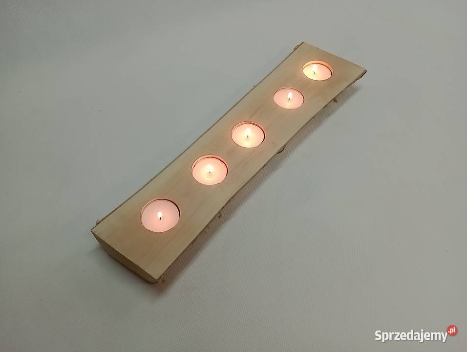 ŚWIECZNIK Z BRZOZY DREWNIANY ŚWIECZNIK TEALIGHT Żagań