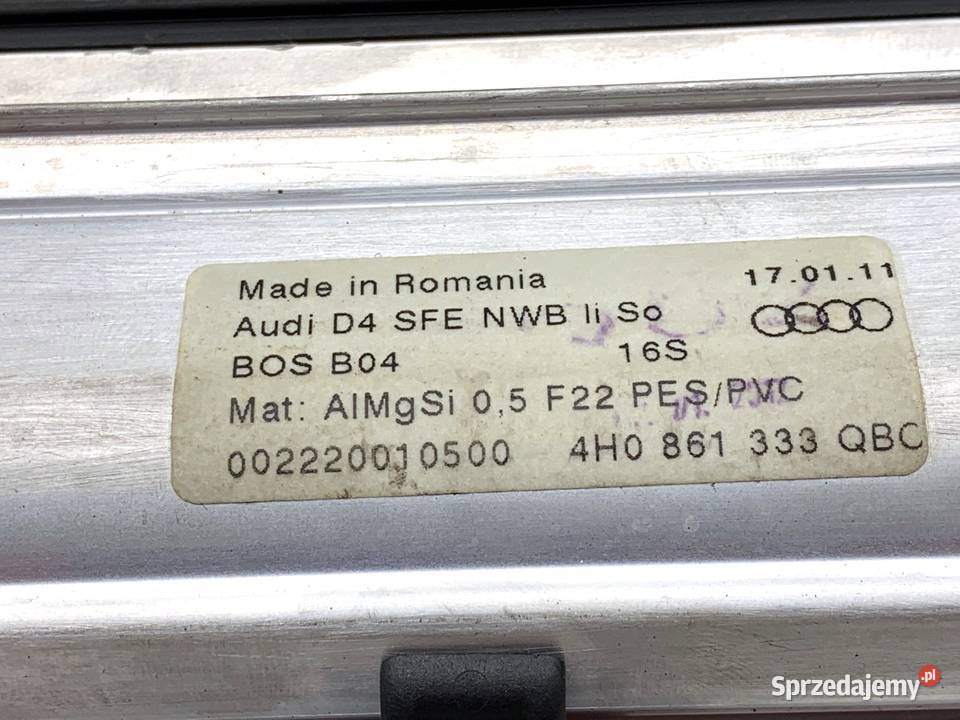 ROLETA DRZWI LEWY TYŁ AUDI A8 D4 SedanLimuzyna osobowe