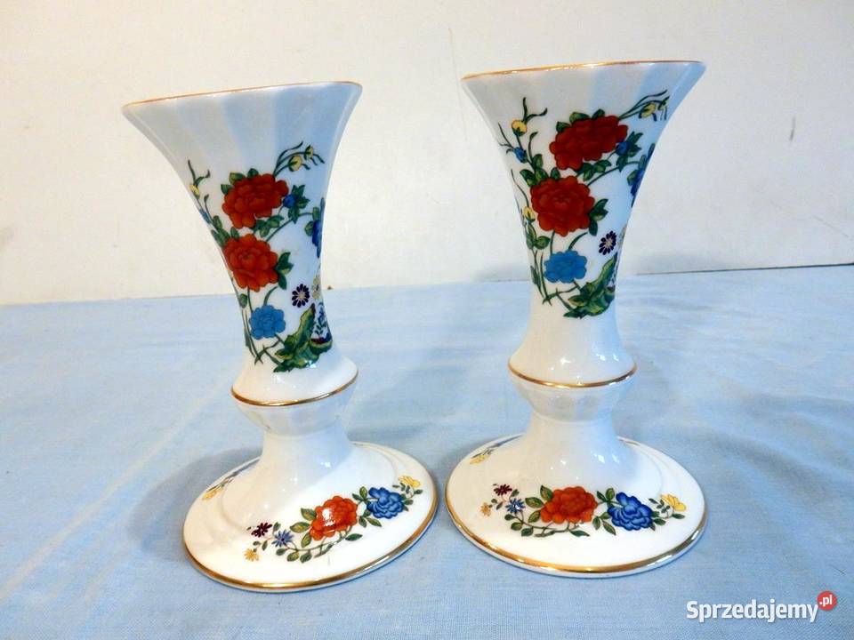 Dwa świeczniki Porcelana Aynsley Jamille Rose wielkopolskie Piła