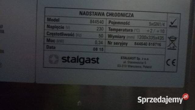 Nadstawka chłodnicza 5x GN 14 Stalgast 844540 Wrocław