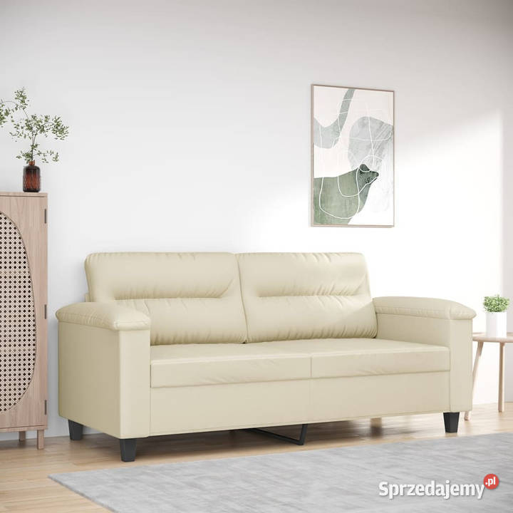 2osobowa sofa kremowy 140 sztuczna skóra