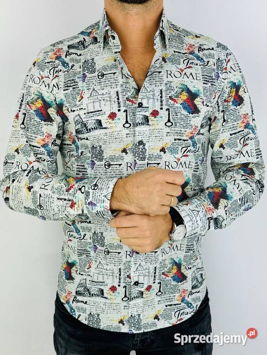 GIOVANNI PERA Koszula męska K013 Gazeta Roma Ostrów Wielkopolski