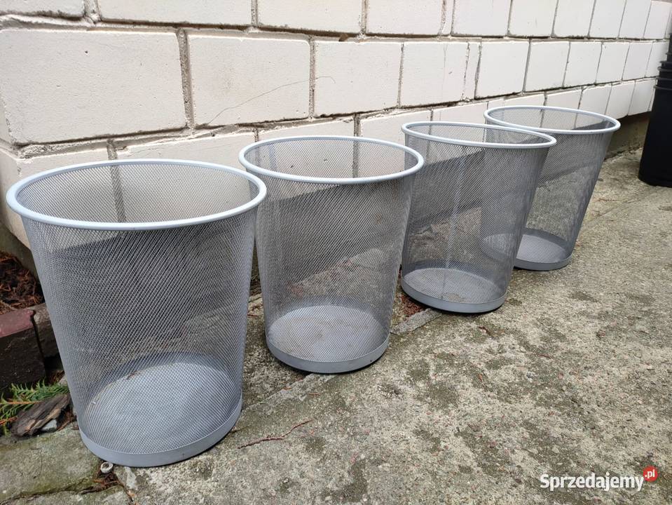 Kosz biurowy szary srebrny siatka Ostatnia Warszawa
