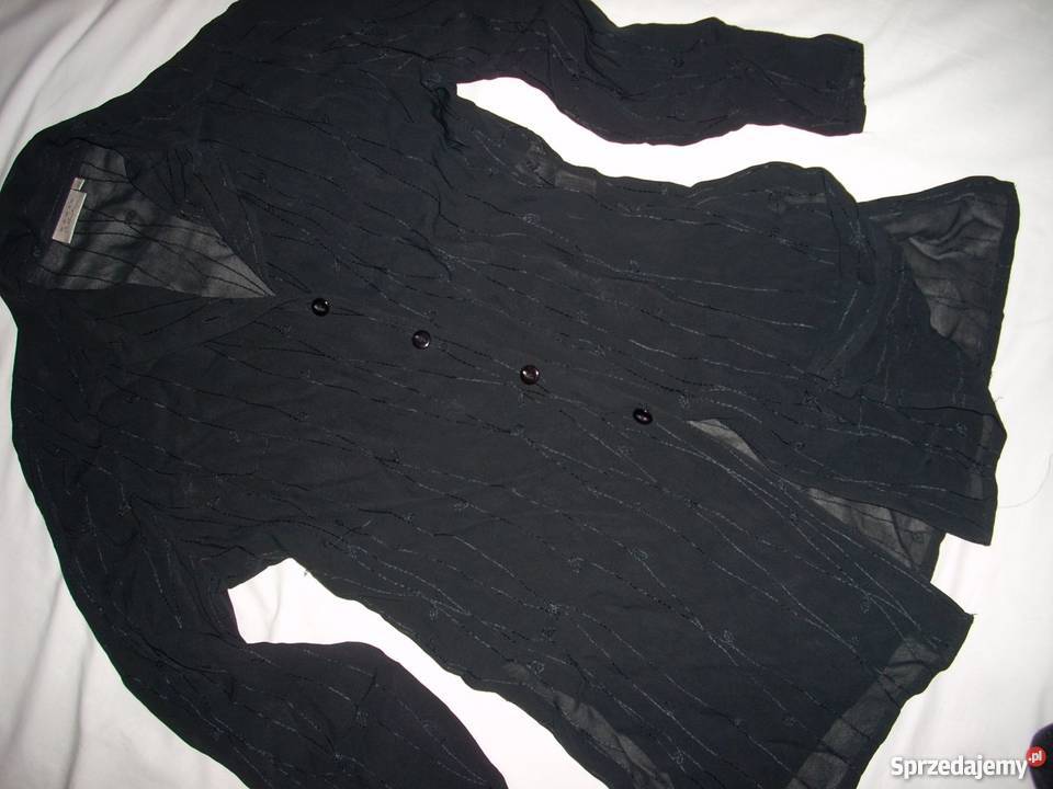 Woman Collection Elegancka czarna Koszula Tunika z kołnierzykiem Bluzki i koszule małopolskie Nowy Sącz