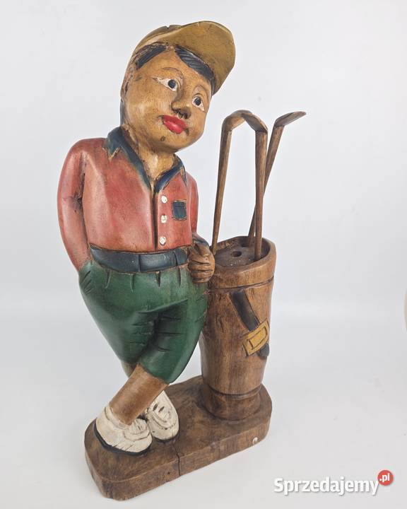 Vintage golfista rzeźba wykonana ręcznie z Bronisze