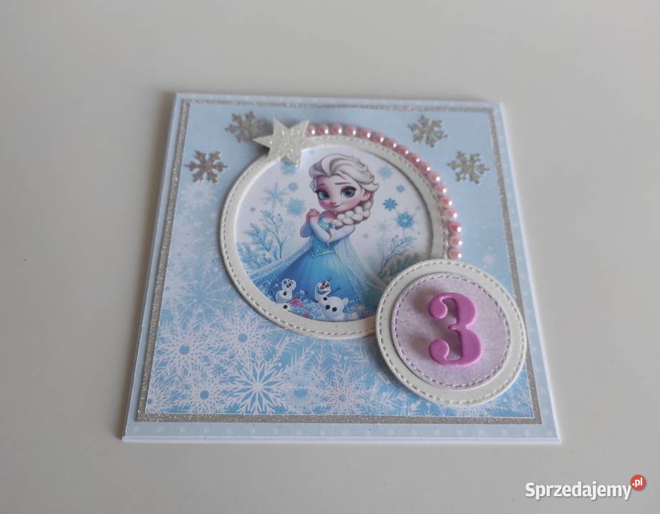 Kartka ręcznie robiona na urodziny Kraina lodu Łódź
