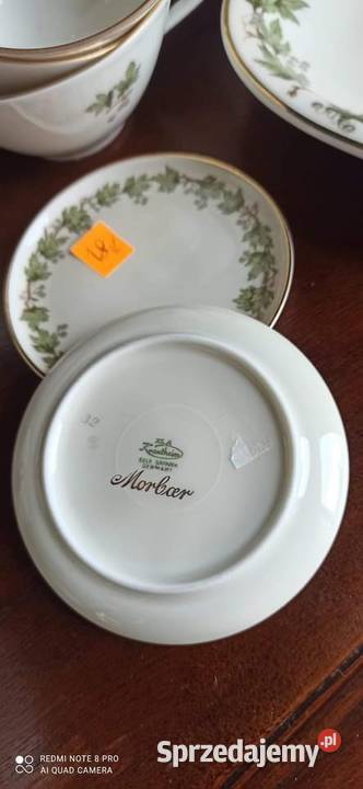 Sosjerka Serwis Morbar Liście na złoconej Porcelana i szkło sprzedam