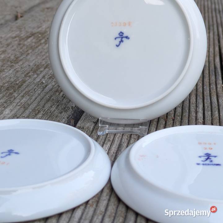 Trzy Ukwiecone TalerzykiKonfiturówki Frstenberg Legnica