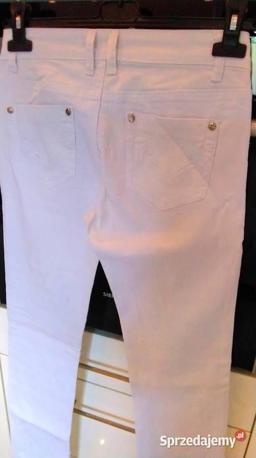 Białe spodnie Jeans Damskie S Rurki Długie