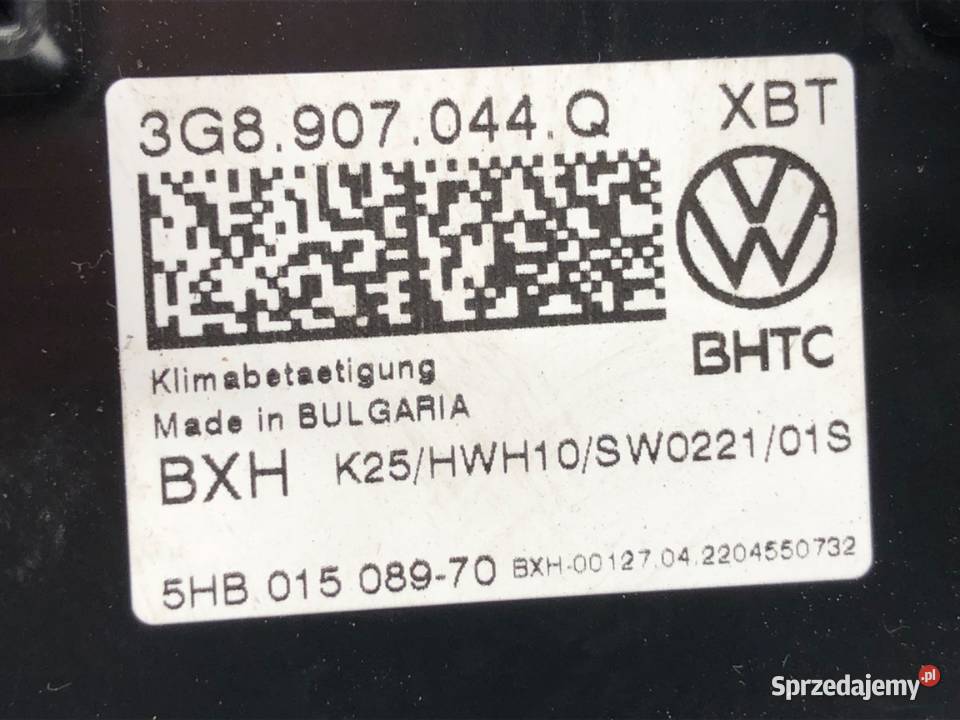 PANEL STEROWANIA NAWIEWU VW PASSAT B8 3G8907044Q Panele sterowania, przełączniki