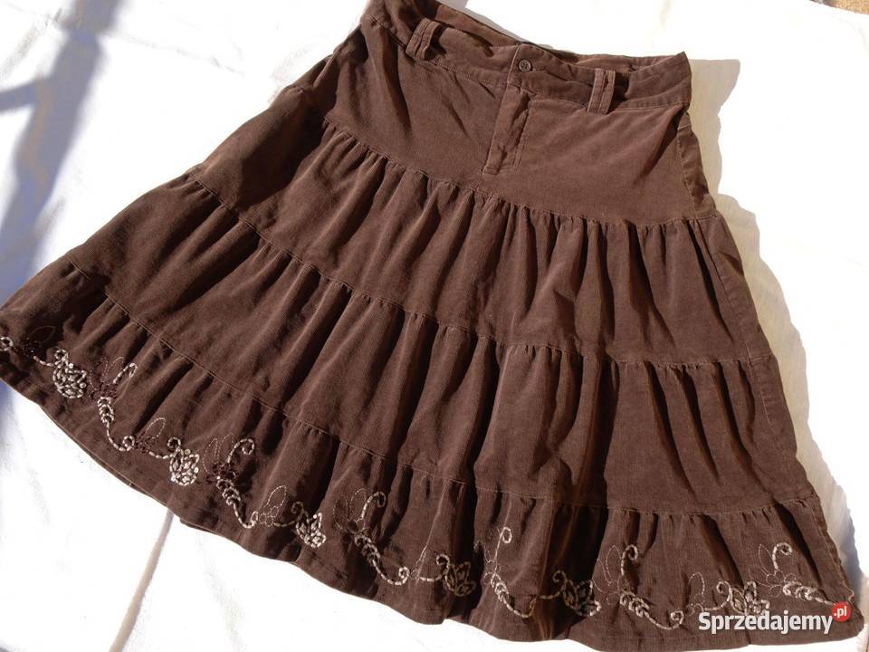 Sztruksowa spódnica Falbany Haft 38 40 Spódnice i sukienki Nowy Sącz