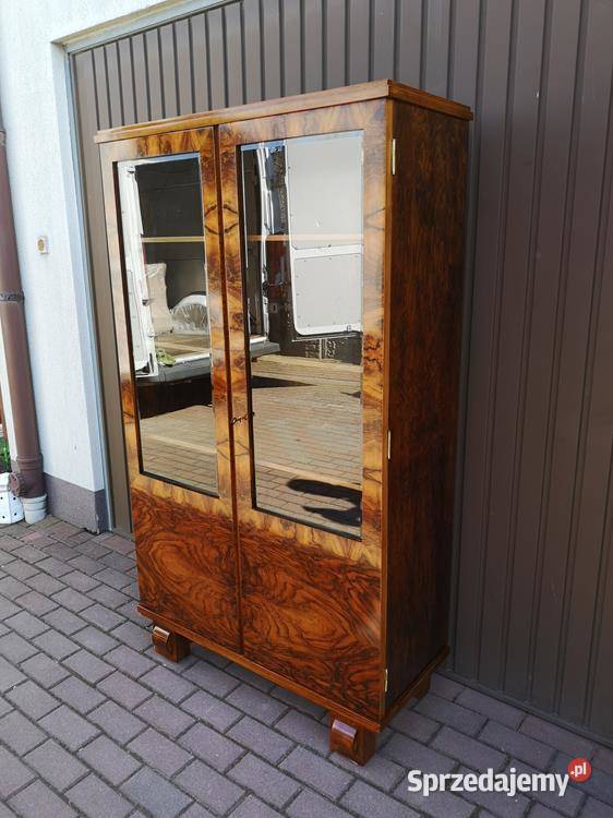 Witryna Biblioteka ARTDECO Orzech Politura Stara Meble wielkopolskie