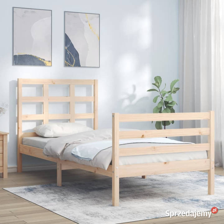 Rama łóżka z wezgłowiem lite drewno 90x200 Warszawa sprzedam