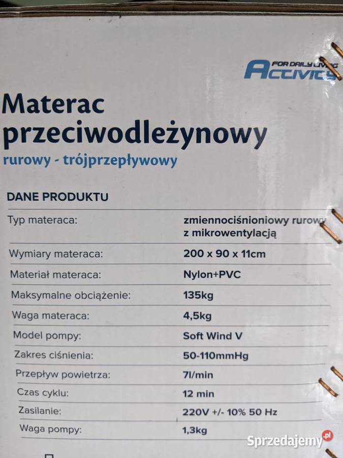 Materac przeciwodleżynowy rurowy trójprzepływowy Warszawa