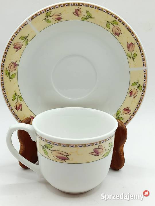 Filiżanka ze spodkiem porcelana pastelowe Zamość