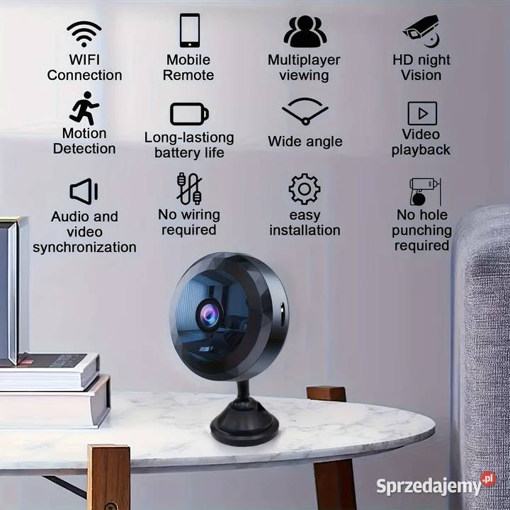 Mini kamera HD 1080P WiFi IP/AP zdalne monitorowanie. NOWOŚĆ 2025.