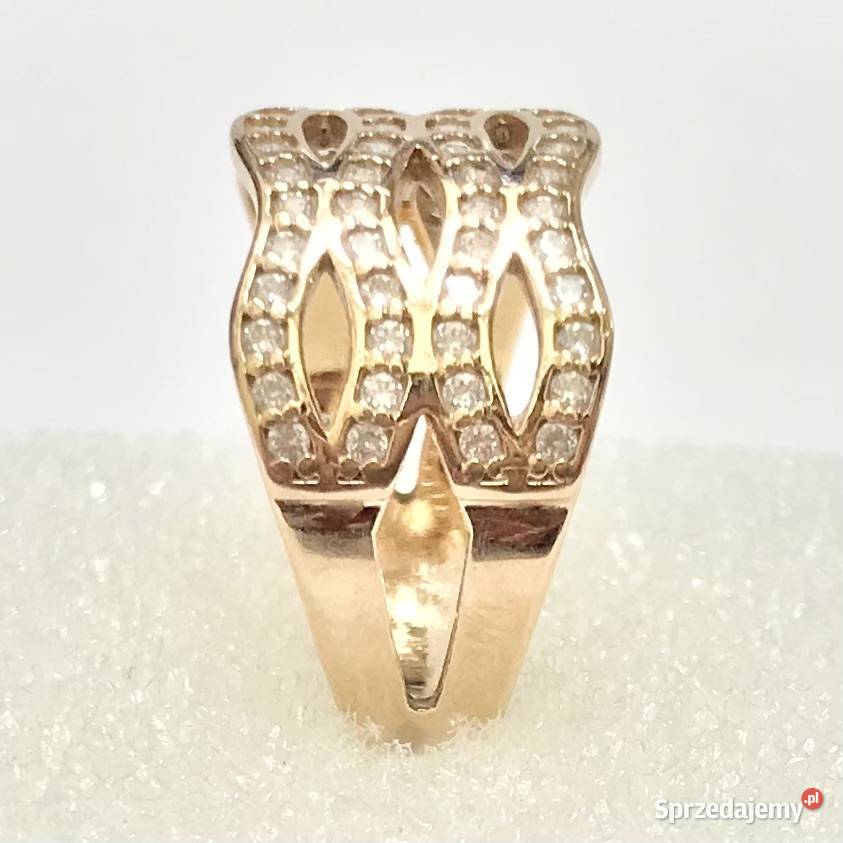 Złoty PIERŚCIONEK 585 14K RÓŻOWE złoto KAMIENIE mazowieckie Warszawa