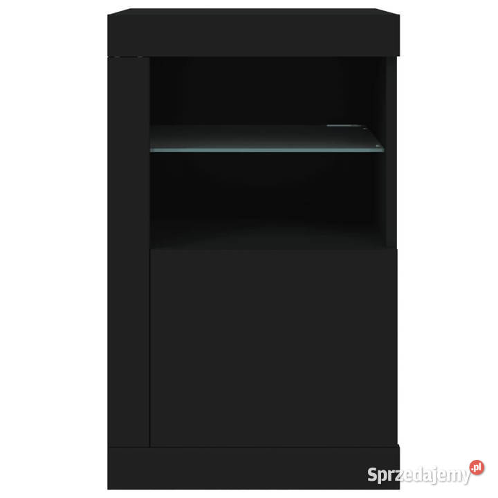 Szafka boczna z LED czarna materiał