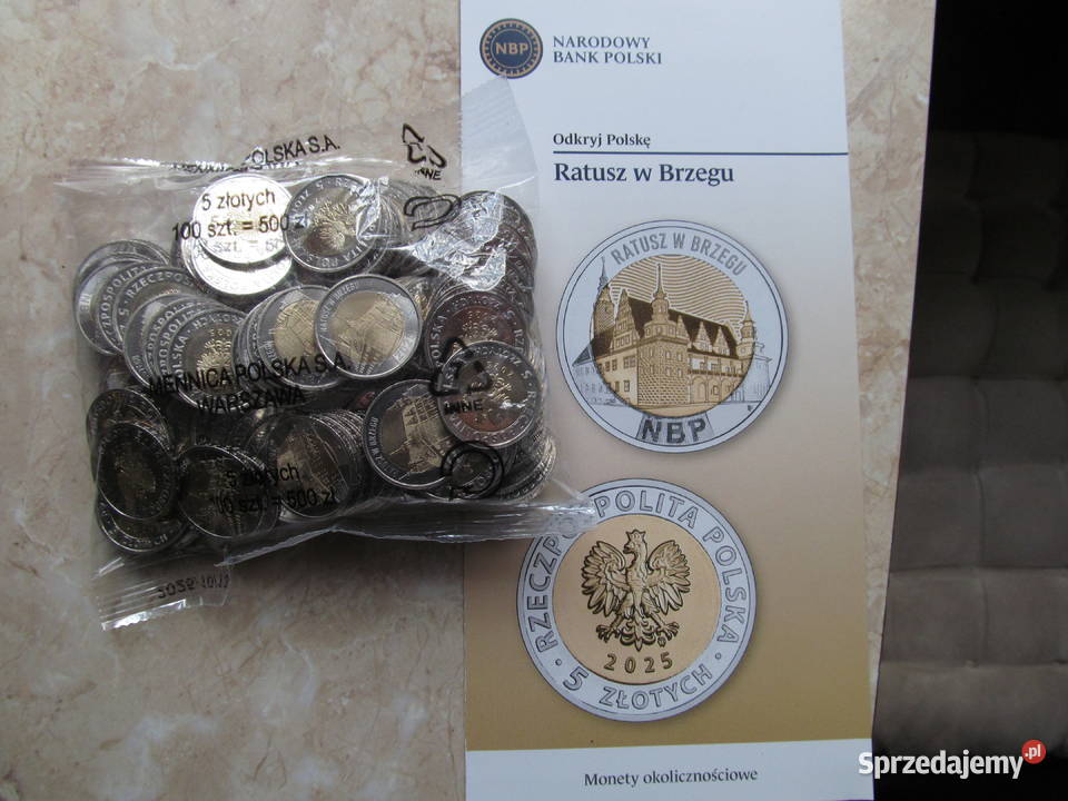 5 okolicznościowe Ratusz w Brzegu zestaw 50 Numizmatyka