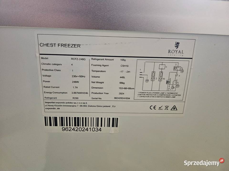 Zamrażarka skrzyniowa Royal Catering RCFZ248G śląskie Pszczyna