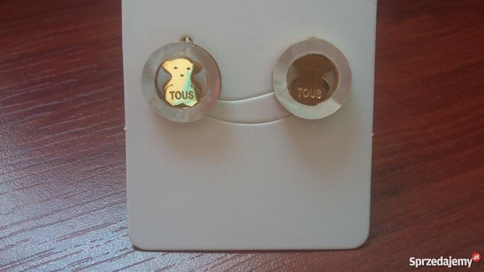 kolczyki misie Tousa pozłacanhe masa perłowa