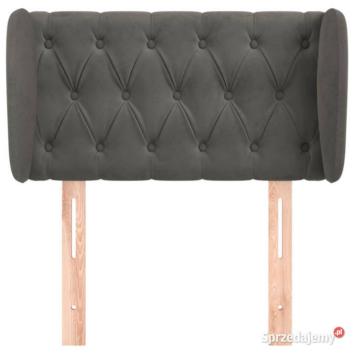 Zagłówek uszak ciemnoszary 83x23x7888 aksamitny
