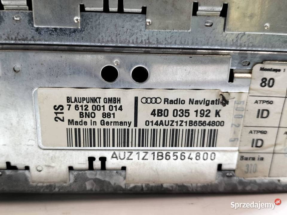 RADIONAWIGACJA KOD DO RADIA 4B0035192K Audi A6 świętokrzyskie