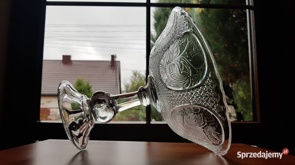 Rozkloszowana owocarka Medaliony Ząbkowice szkło Porcelana i szkło