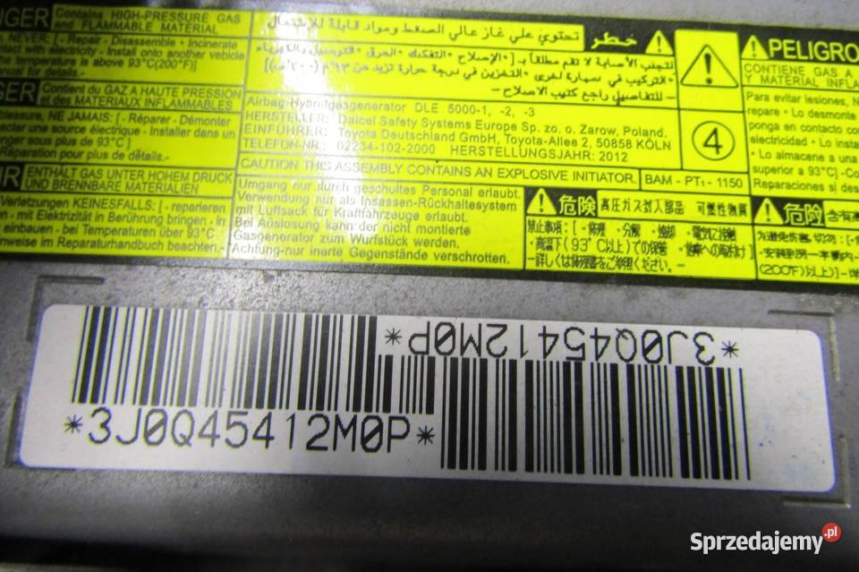 PODUSZKA POWIETRZNA AIRBAG KOLANOWA TOYOTA YARIS