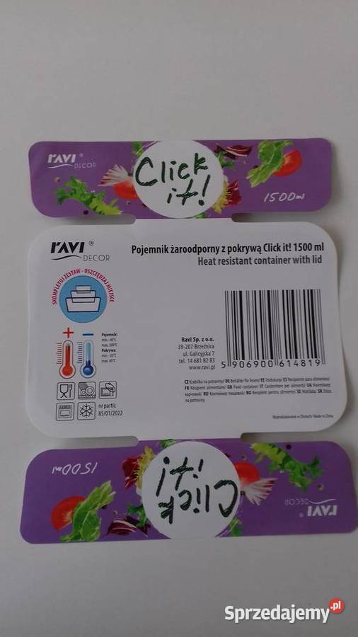 Pojemnik żaroodporny z pokrywą Click it 1500 ml Kraków sprzedam