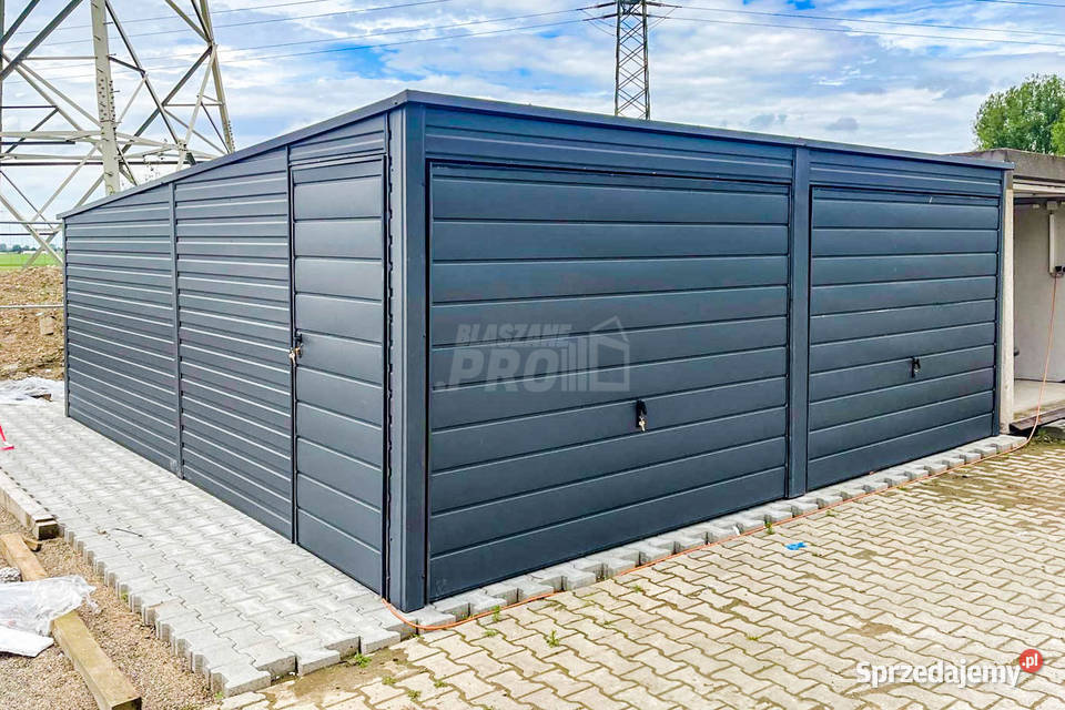 Garaż Blaszany 6x6m 2x Brama Uchylna Drzwi dach